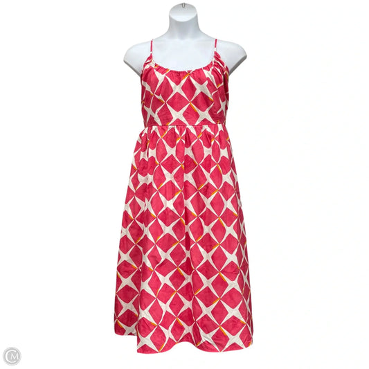 Dress Casual Midi By Banana Republic In Pink & White, Size: Xl