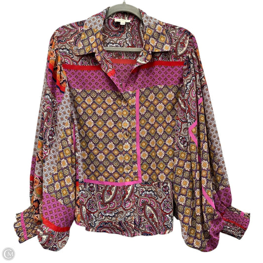 Blouse Long Sleeve By Ee Some In Multi-colored, Size: S