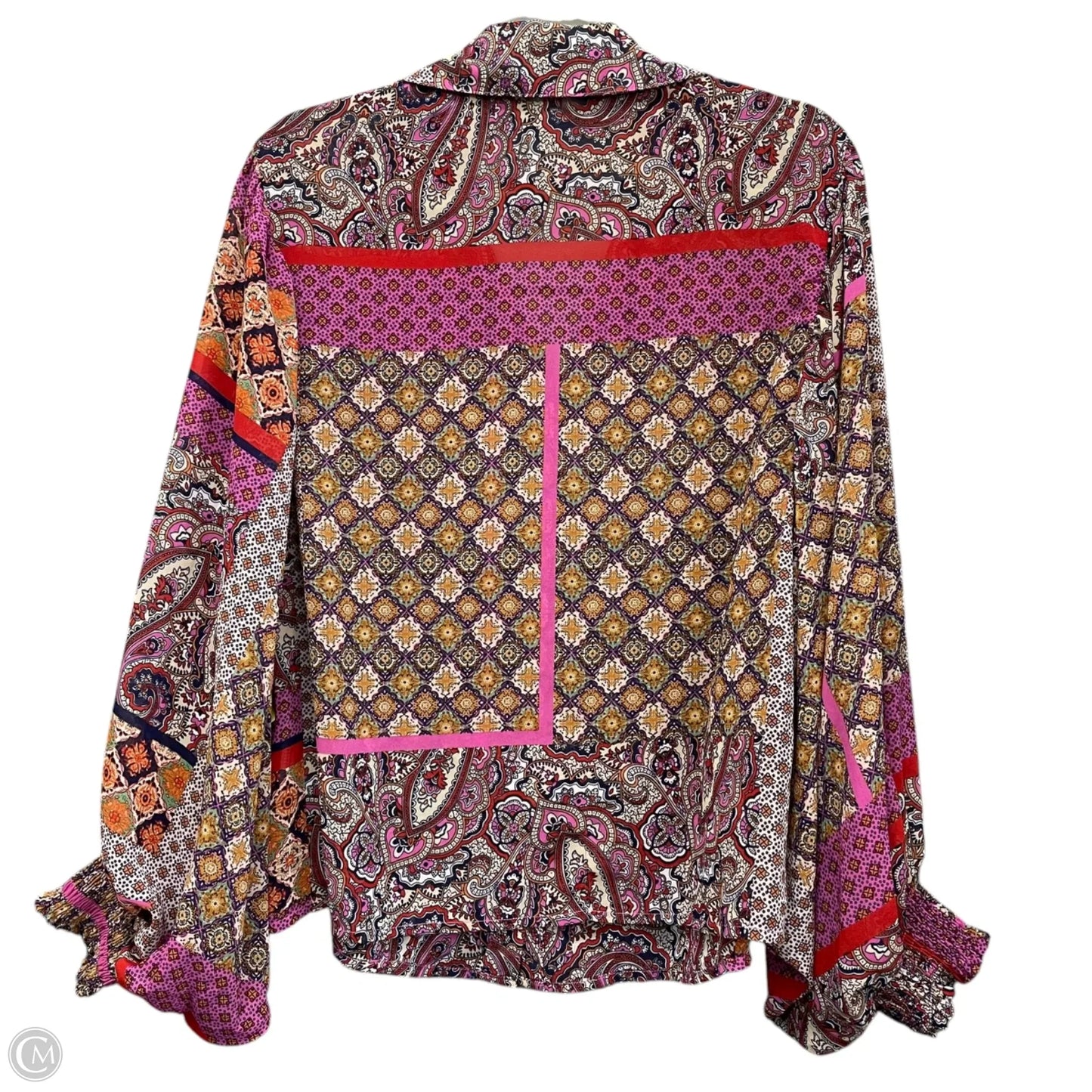 Blouse Long Sleeve By Ee Some In Multi-colored, Size: S