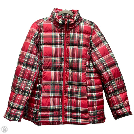 Jacket Puffer & Quilted By Lands End In Plaid Pattern, Size: M