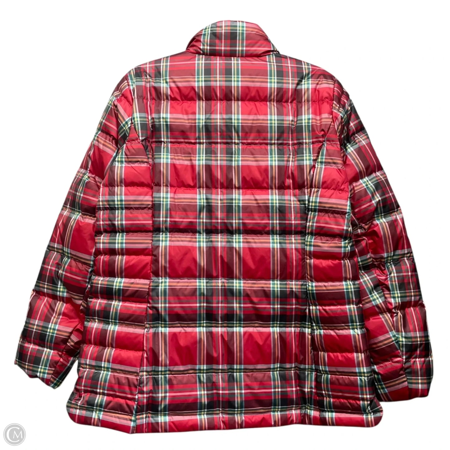 Jacket Puffer & Quilted By Lands End In Plaid Pattern, Size: M