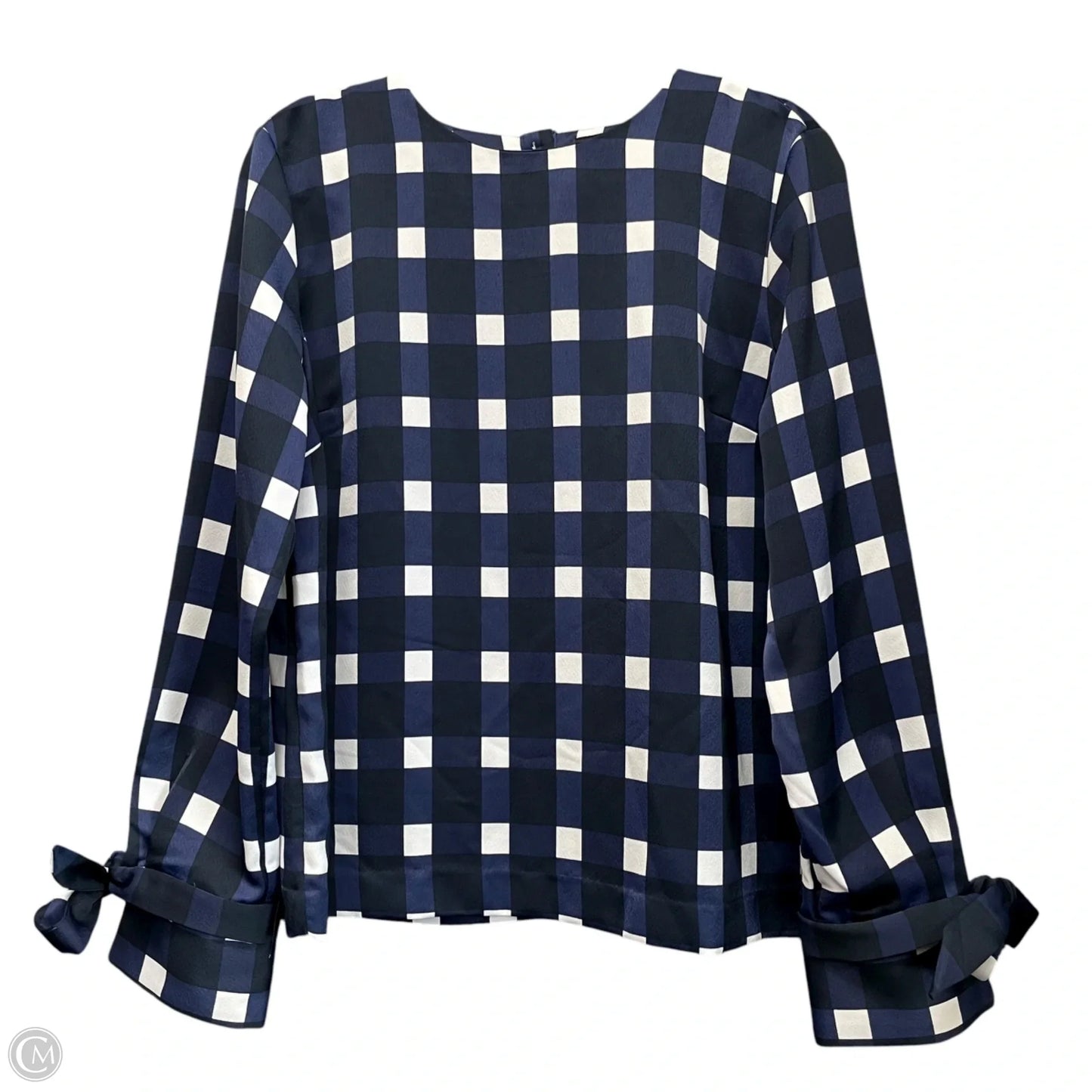 Top Long Sleeve By Banana Republic In Blue & White, Size: M