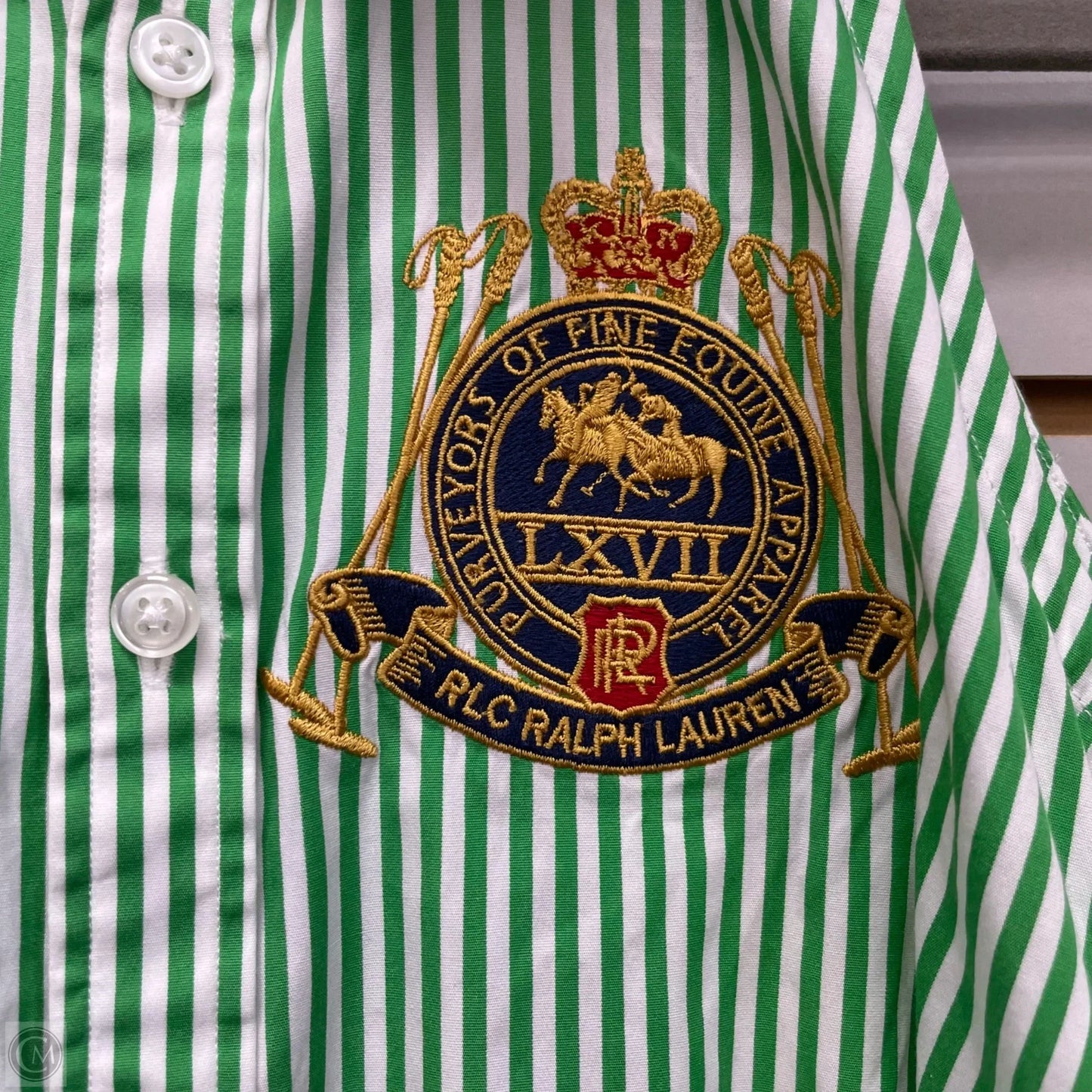 Dress Casual Short By Ralph Lauren In Green & White, Size: 6