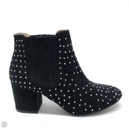 Boots Ankle Heels By Qupid In Black & Silver, Size: 7.5