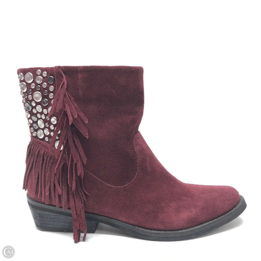 Boots Ankle Heels By Reba In Maroon, Size: 9.5