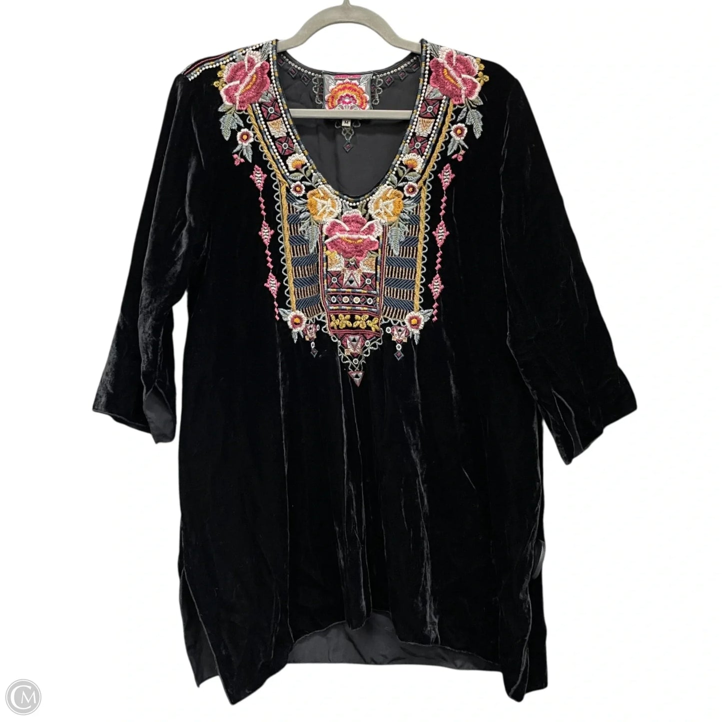 Tunic 3/4 Sleeve By Johnny Was In Black, Size: M