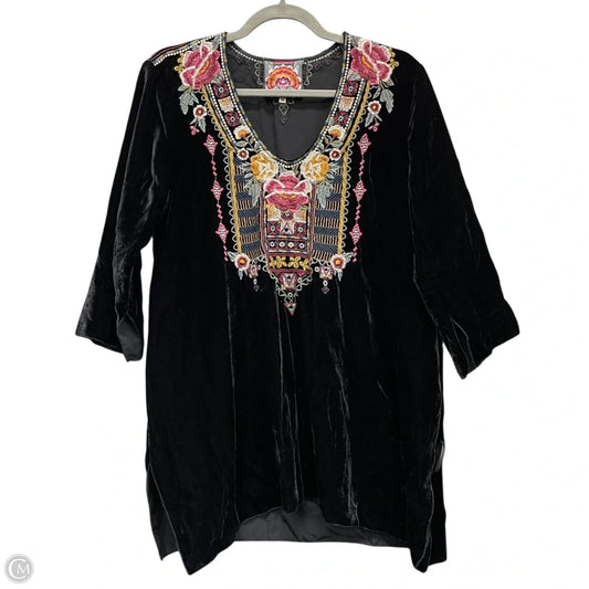 Tunic 3/4 Sleeve By Johnny Was In Black, Size: M