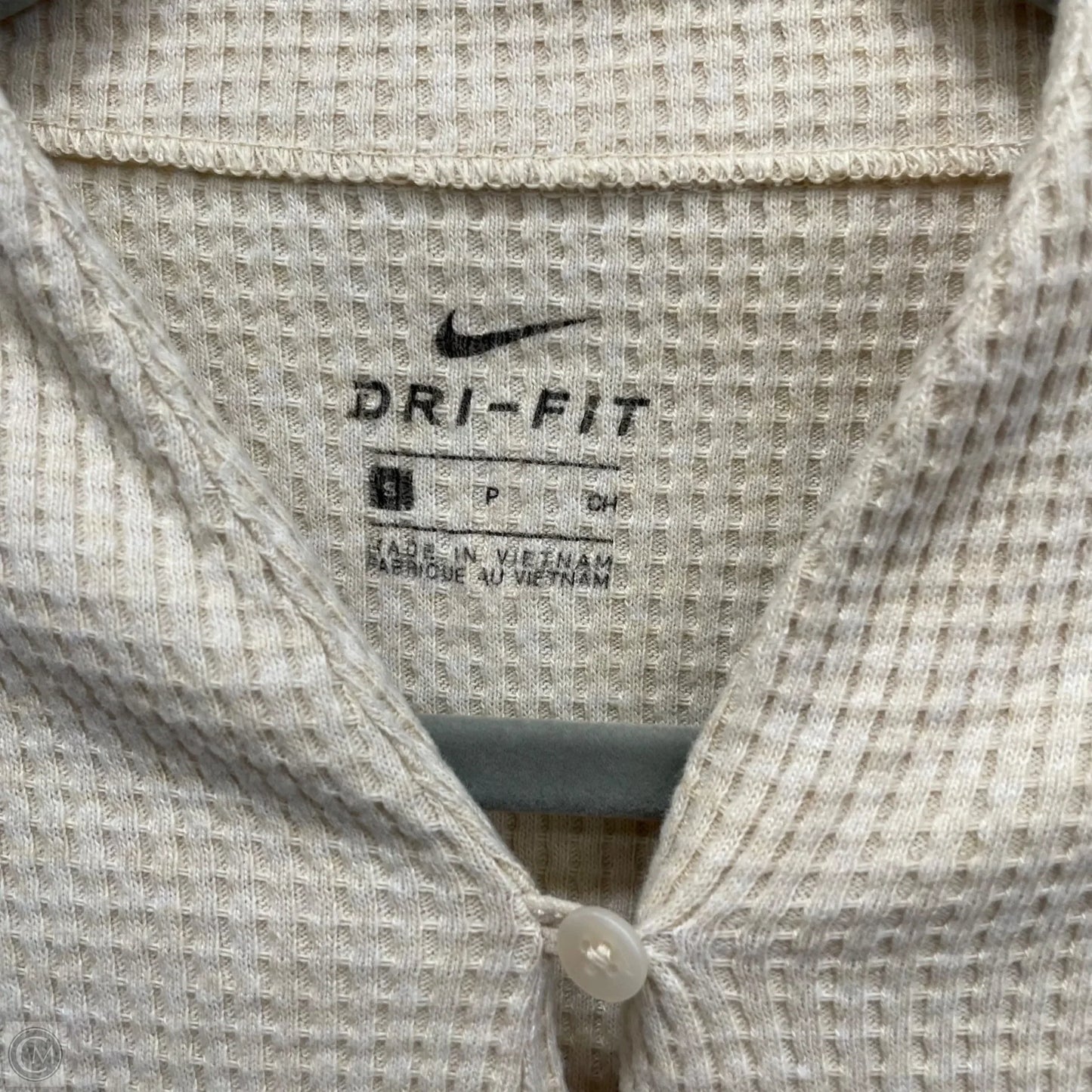 Athletic Top Long Sleeve Crewneck By Nike Apparel In Beige, Size: S