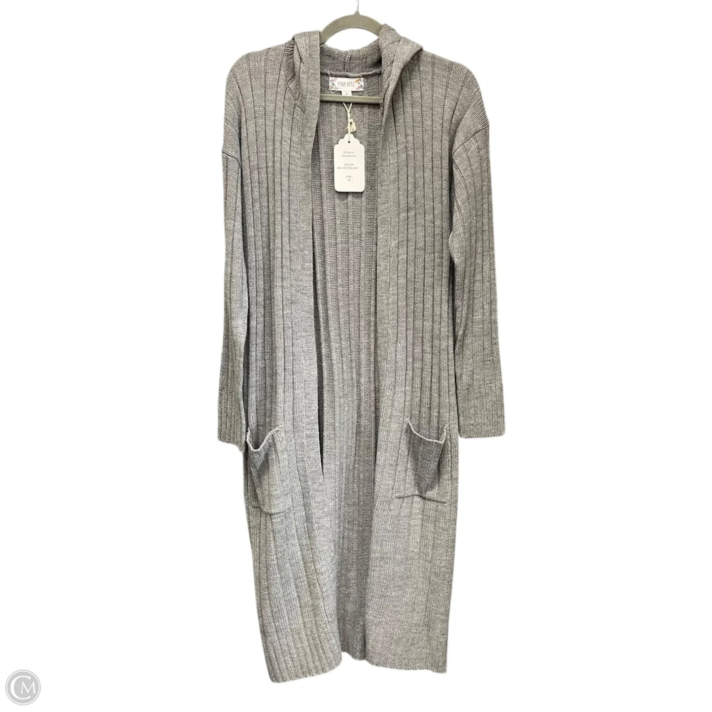 Sweater Cardigan By Pink Rose In Grey, Size: M