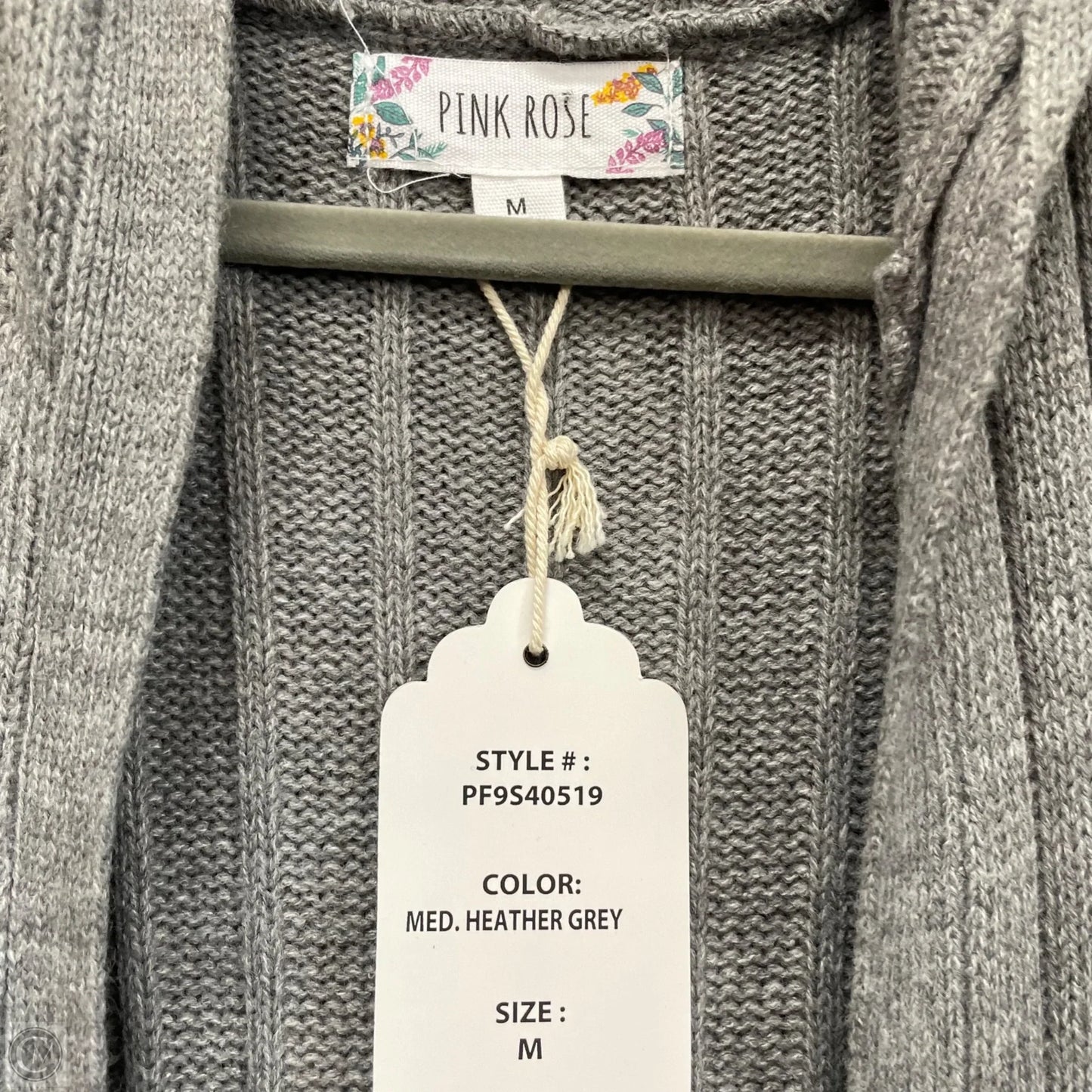 Sweater Cardigan By Pink Rose In Grey, Size: M