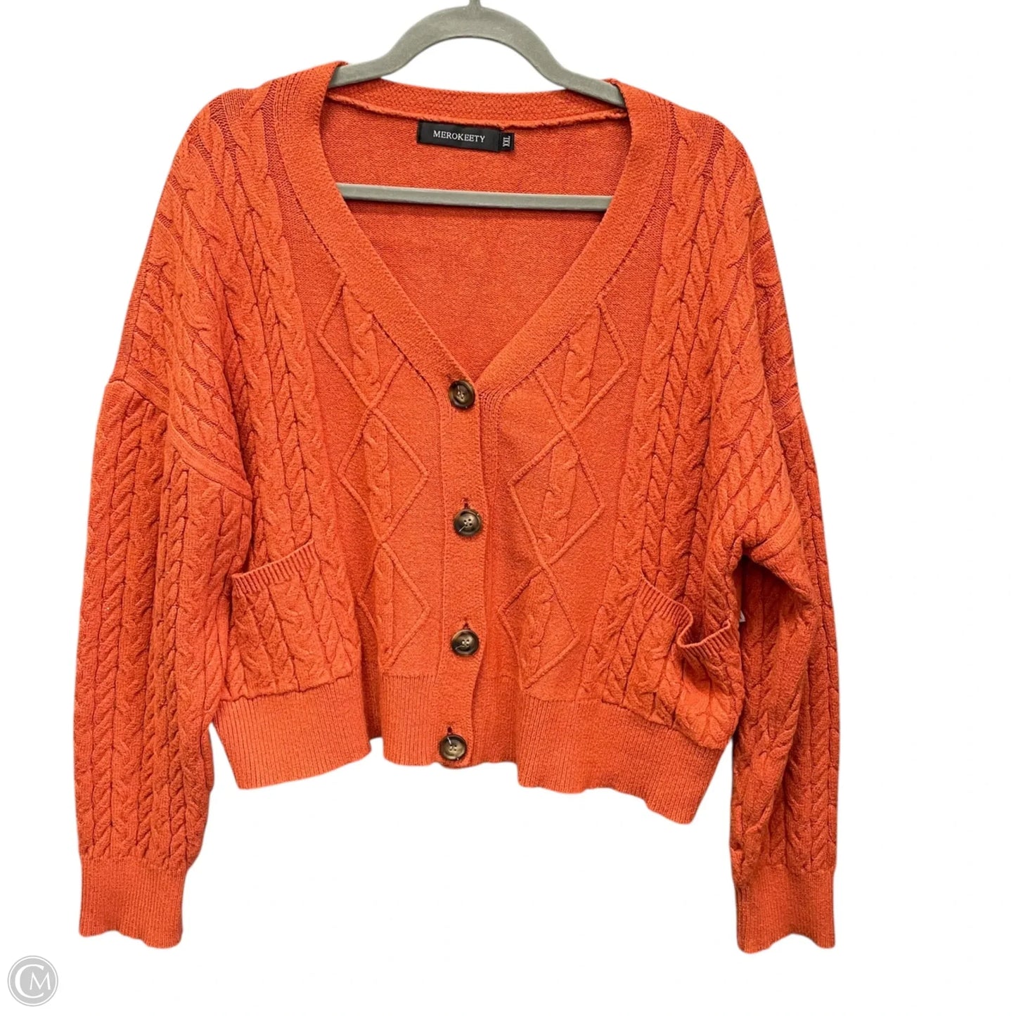 Sweater Cardigan By Merokeety In Orange, Size: Xxl