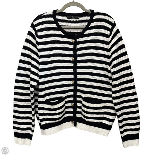 Sweater Cardigan By Lillusory In Black & White, Size: Xl