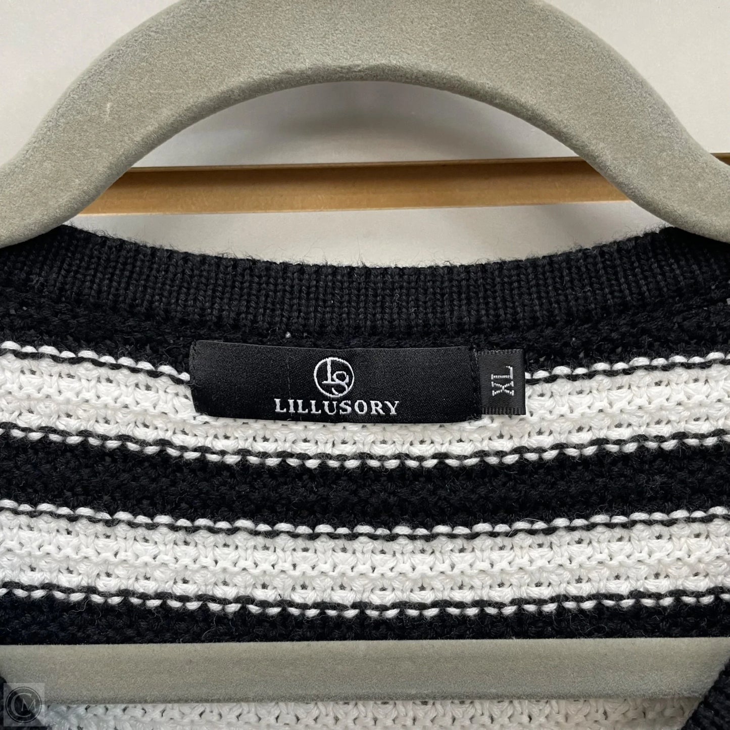 Sweater Cardigan By Lillusory In Black & White, Size: Xl