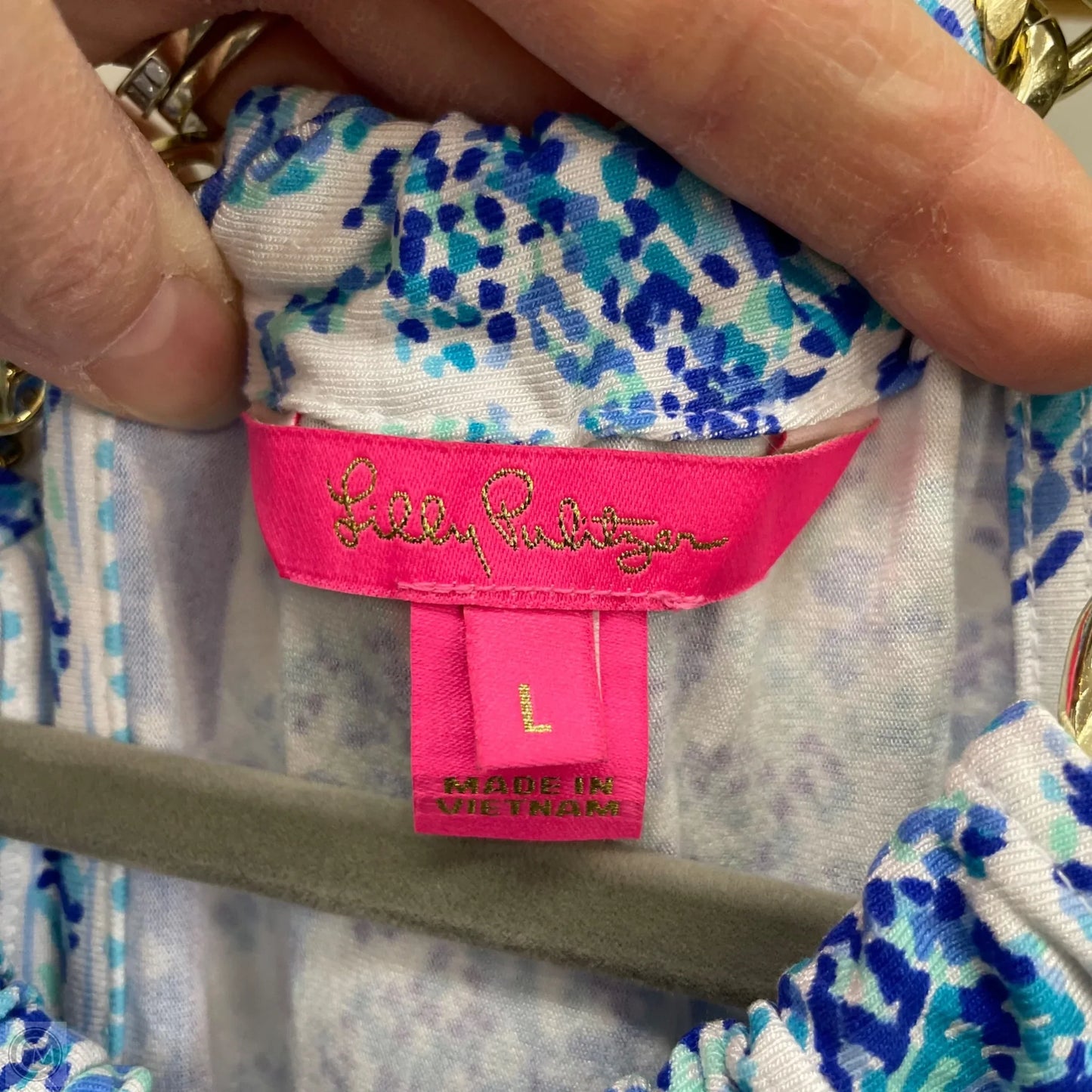 Dress Designer By Lilly Pulitzer In Blue & White, Size: L