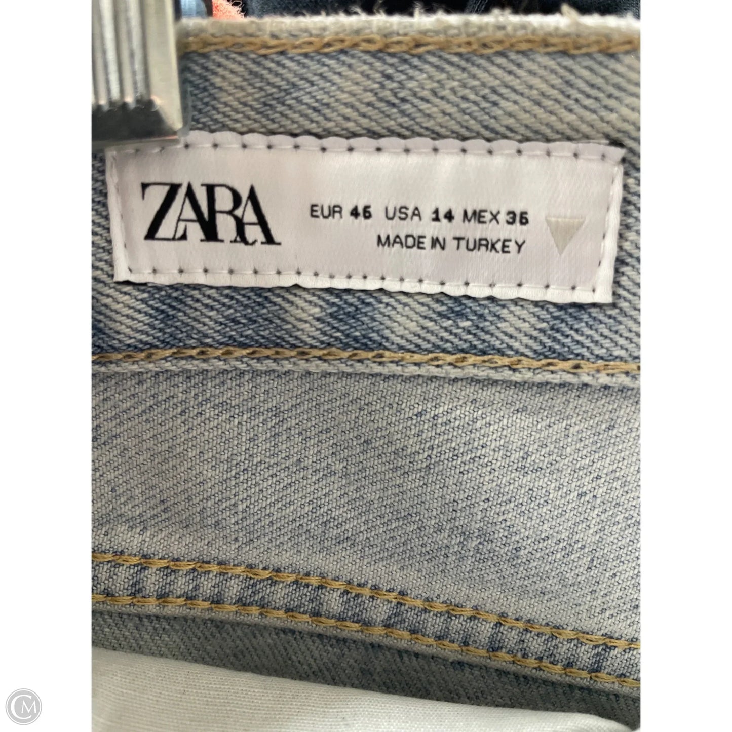 Jeans Straight By Zara In Blue & Gold, Size: 14
