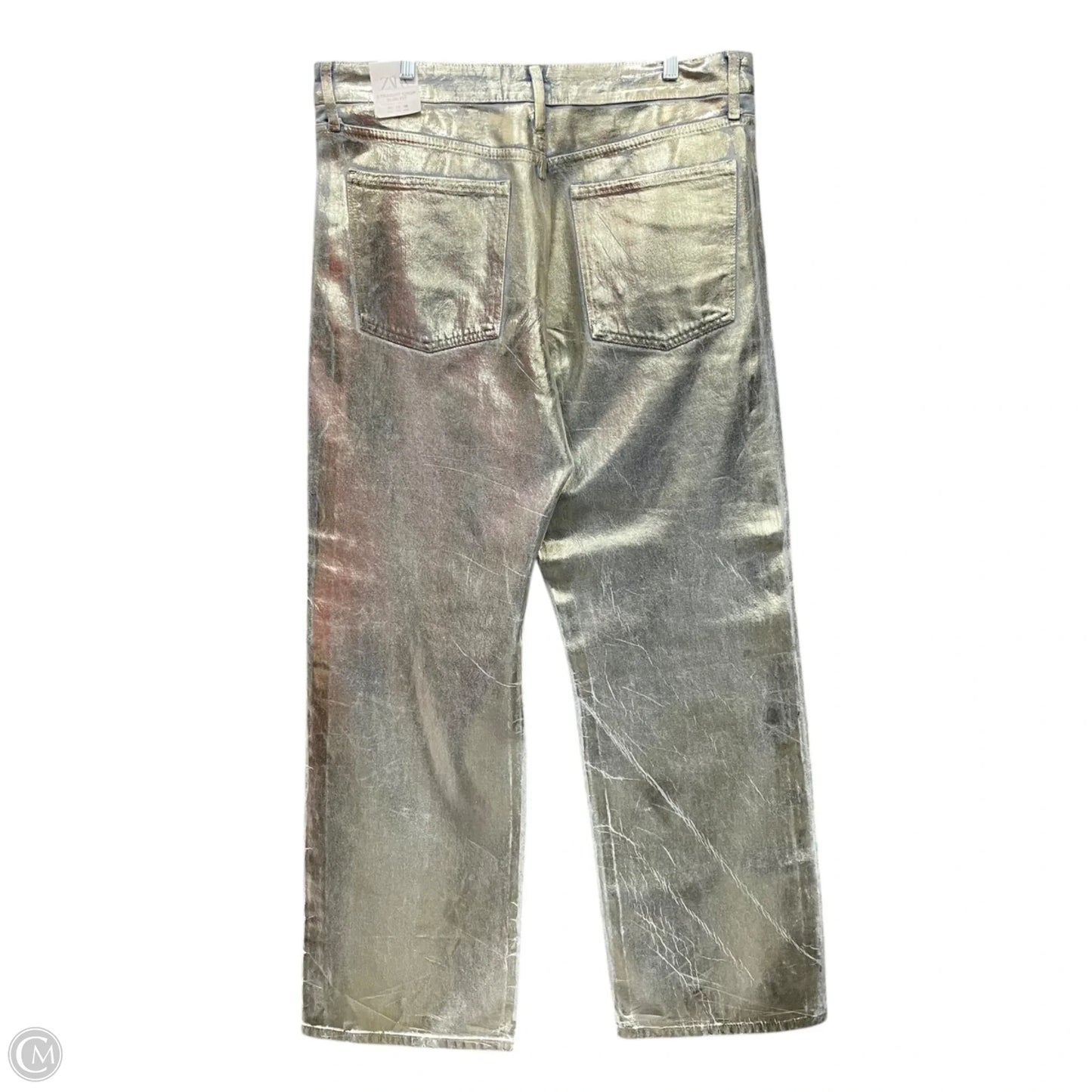 Jeans Straight By Zara In Blue & Gold, Size: 14