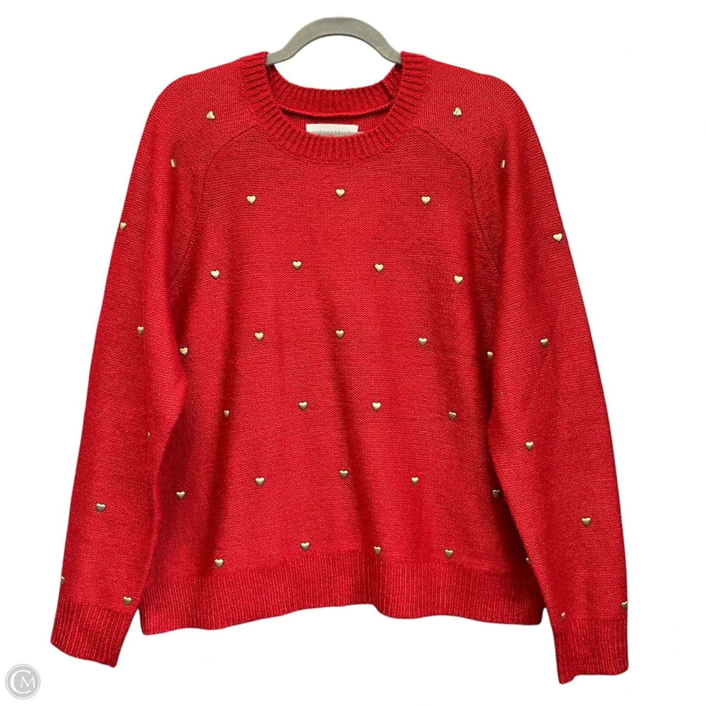 Sweater By Lucky Brand In Gold & Red, Size: L