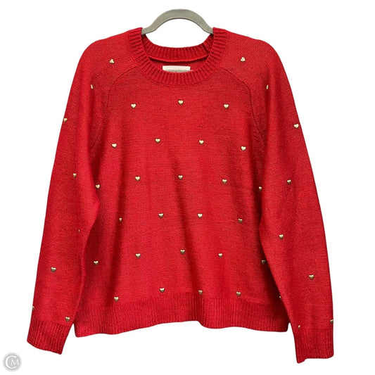 Sweater By Lucky Brand In Gold & Red, Size: L