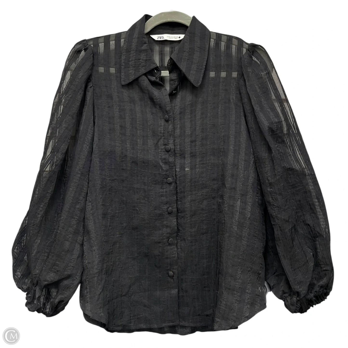 Blouse Long Sleeve By Zara In Black, Size: S