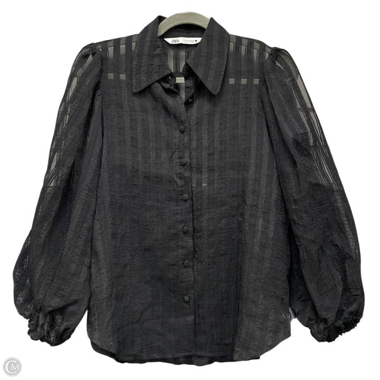 Blouse Long Sleeve By Zara In Black, Size: S