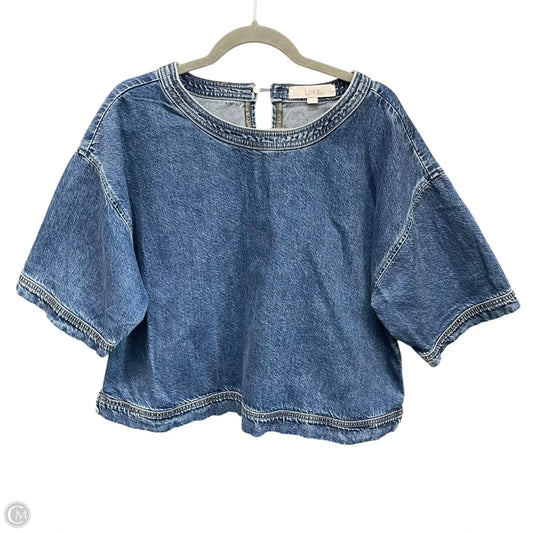 Top Short Sleeve By Loft In Blue Denim, Size: L
