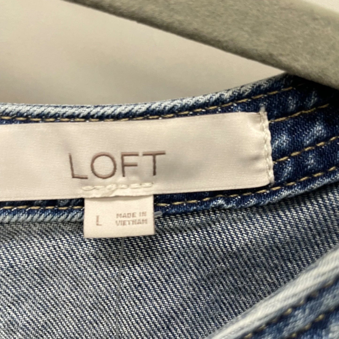 Top Short Sleeve By Loft In Blue Denim, Size: L