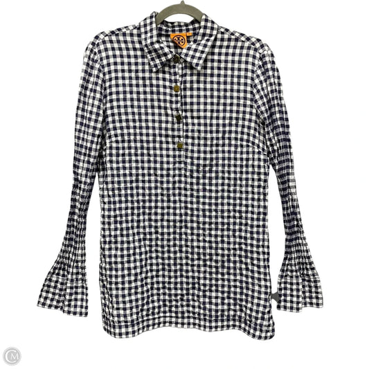 Top Long Sleeve Designer By Tory Burch In Blue & White, Size: 10