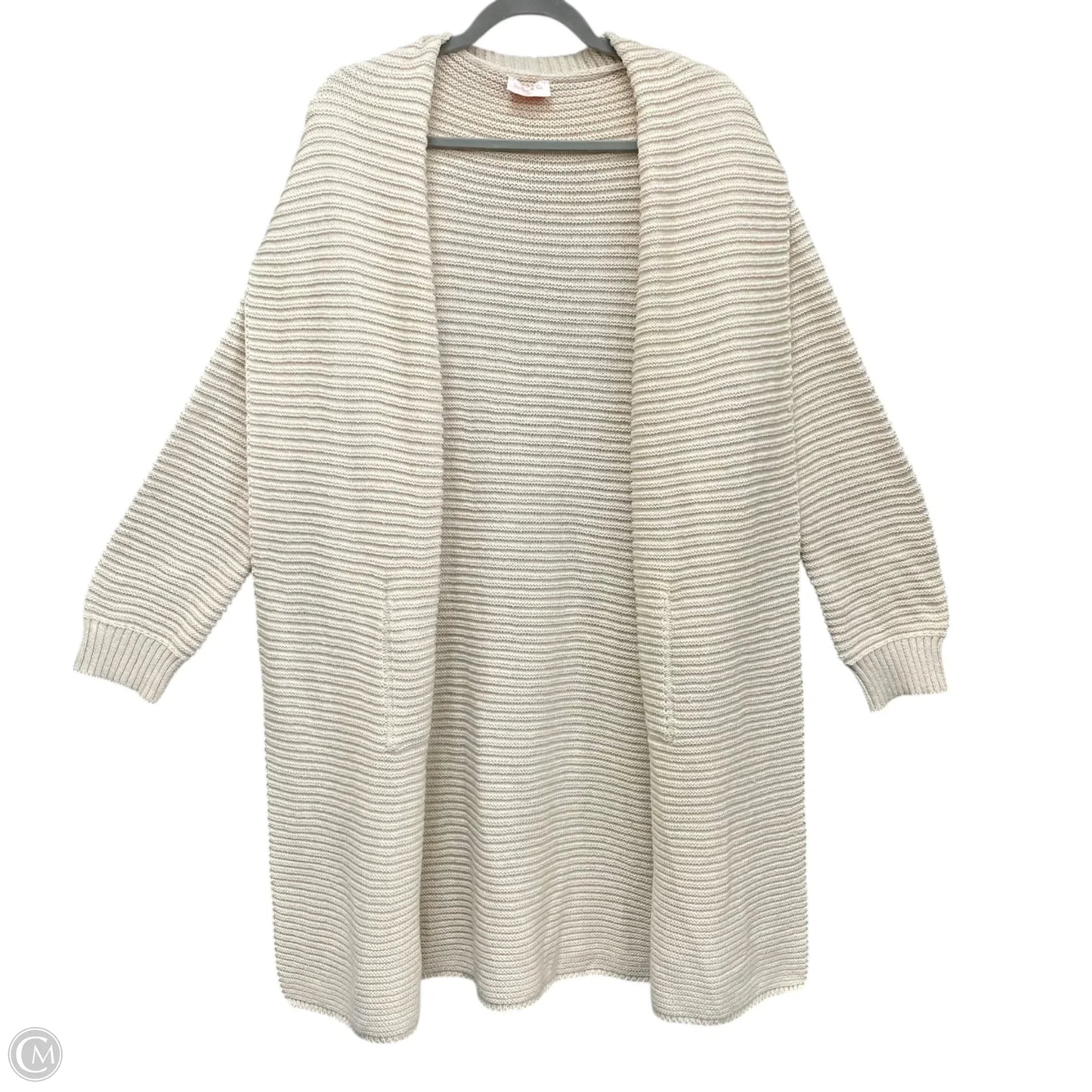 Sweater Cardigan By Hailey & Co In Beige, Size: 2x