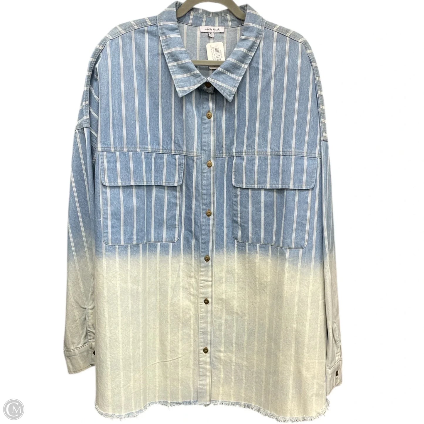 Jacket Shirt By White Birch In Blue & White, Size: 3x