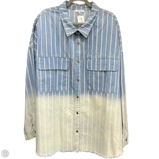 Jacket Shirt By White Birch In Blue & White, Size: 3x