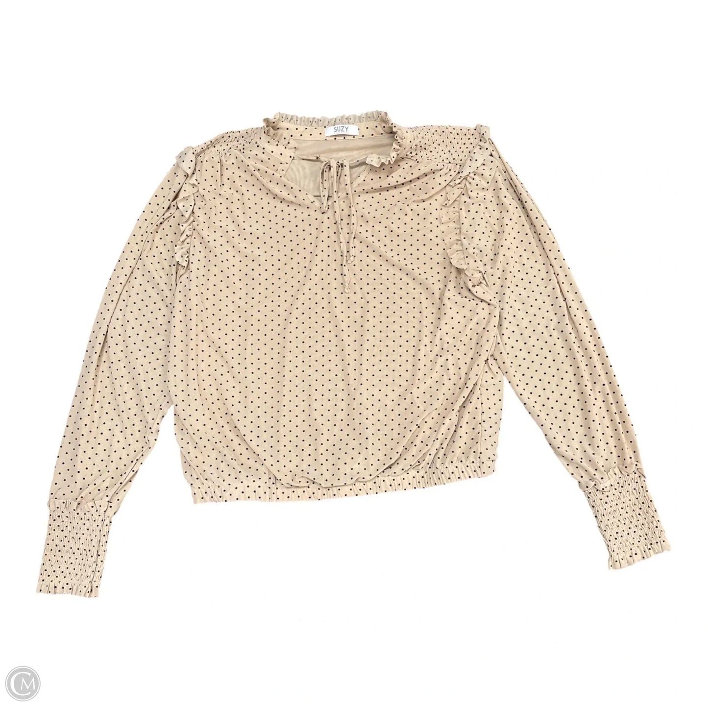 Blouse Long Sleeve By Clothes Mentor In Black & Tan, Size: Xl