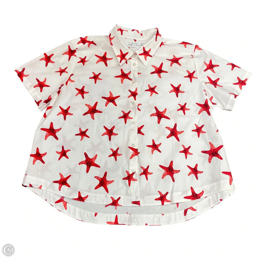 Top Short Sleeve By Chicos In Red & White, Size: 20