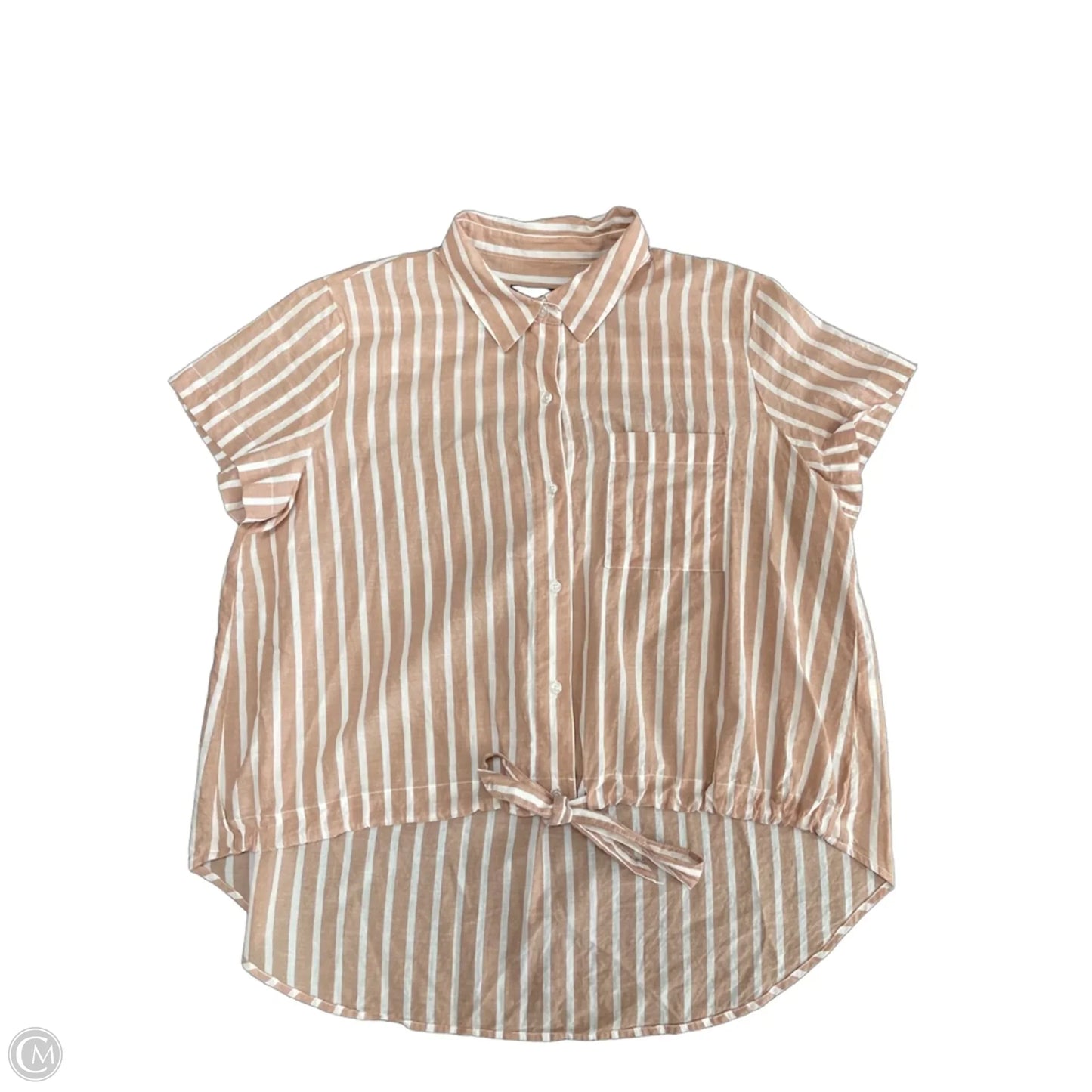Top Short Sleeve By Banana Republic In Striped Pattern, Size: M
