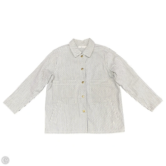 Jacket Designer By Tory Burch In Blue & Cream, Size: 10