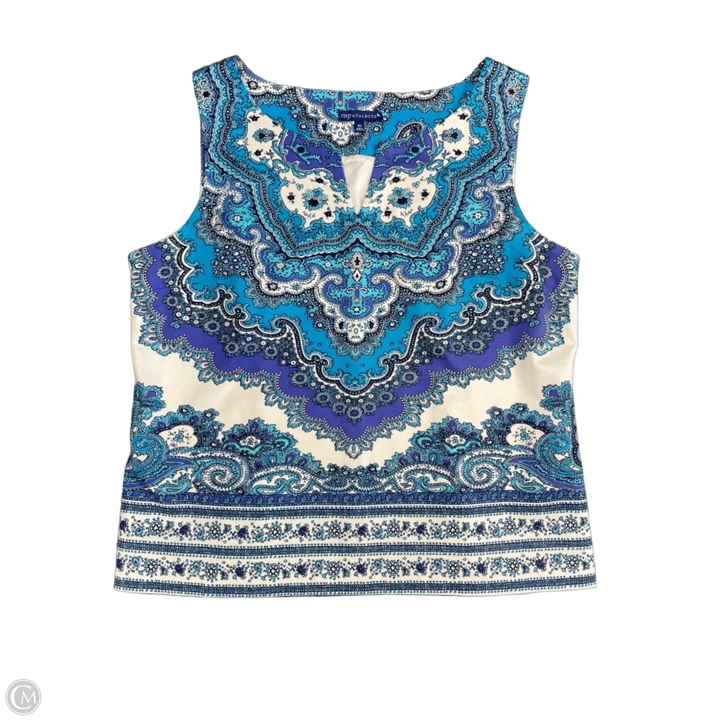 Top Sleeveless By Talbots In Blue & White, Size: 16