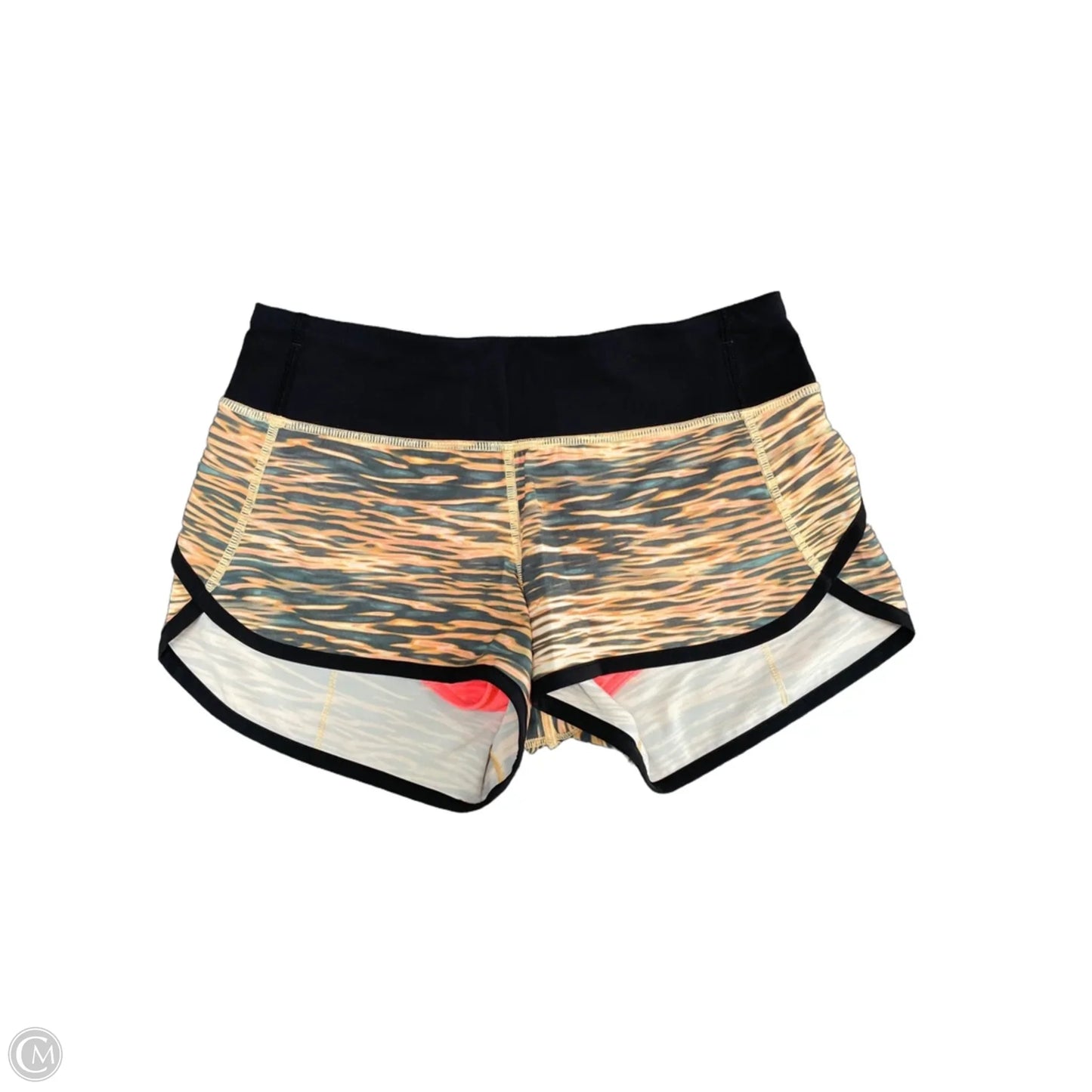 Athletic Shorts By Lululemon In Black & Orange, Size: 2