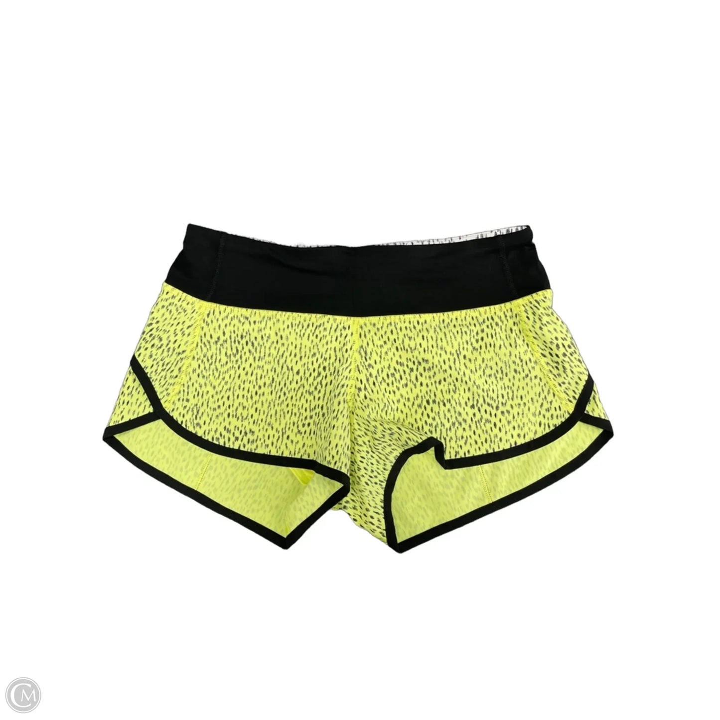 Athletic Shorts By Lululemon In Black & Yellow, Size: 2
