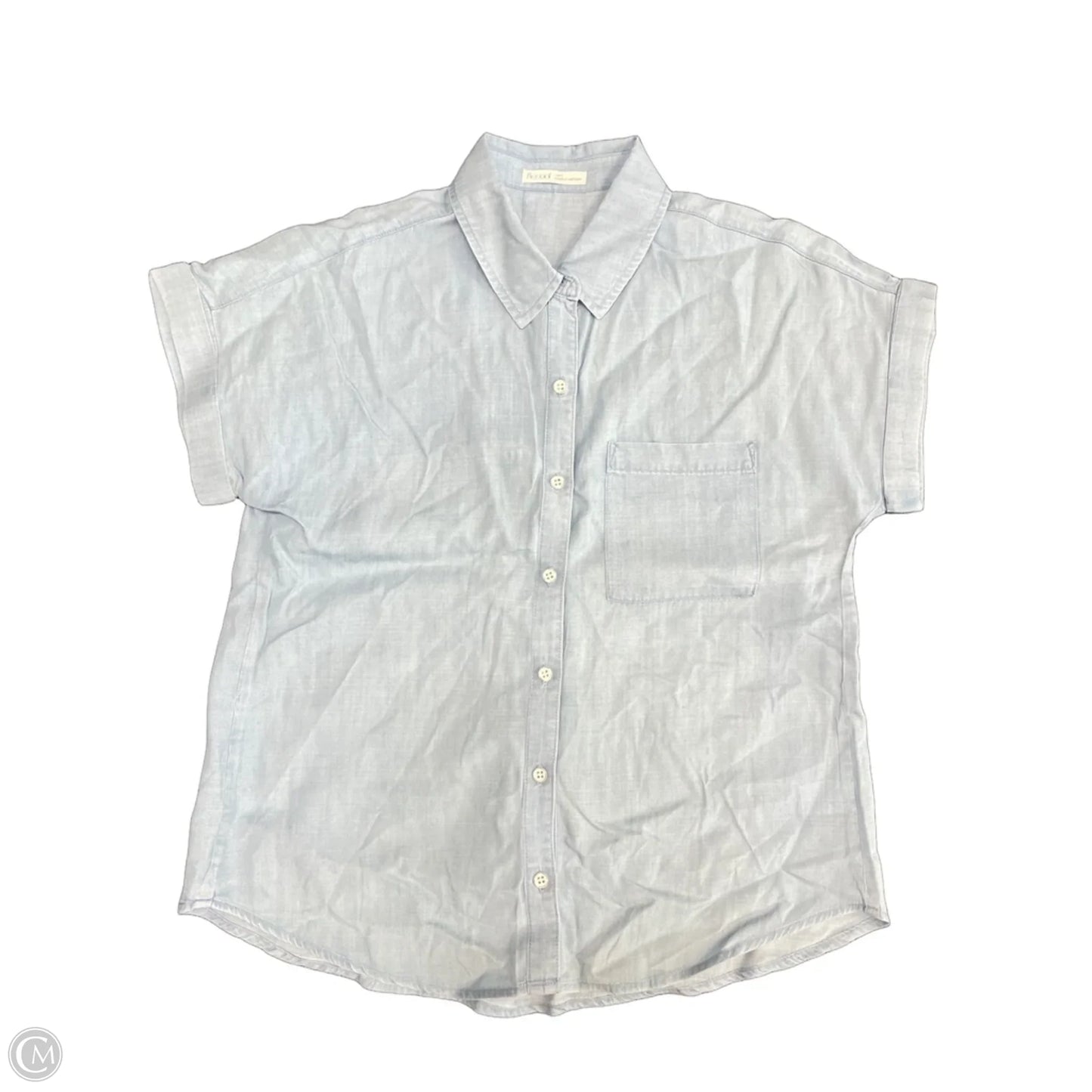 Top Short Sleeve By Be Cool In Blue Denim, Size: S