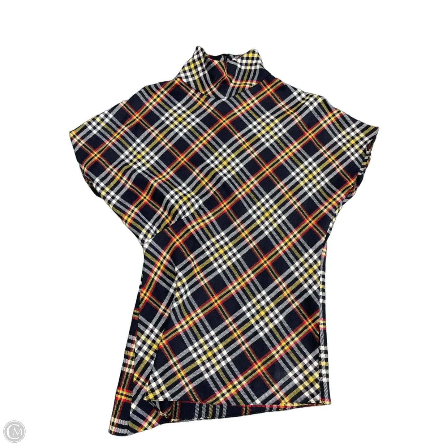 Top Short Sleeve By Zara Women In Plaid Pattern, Size: M