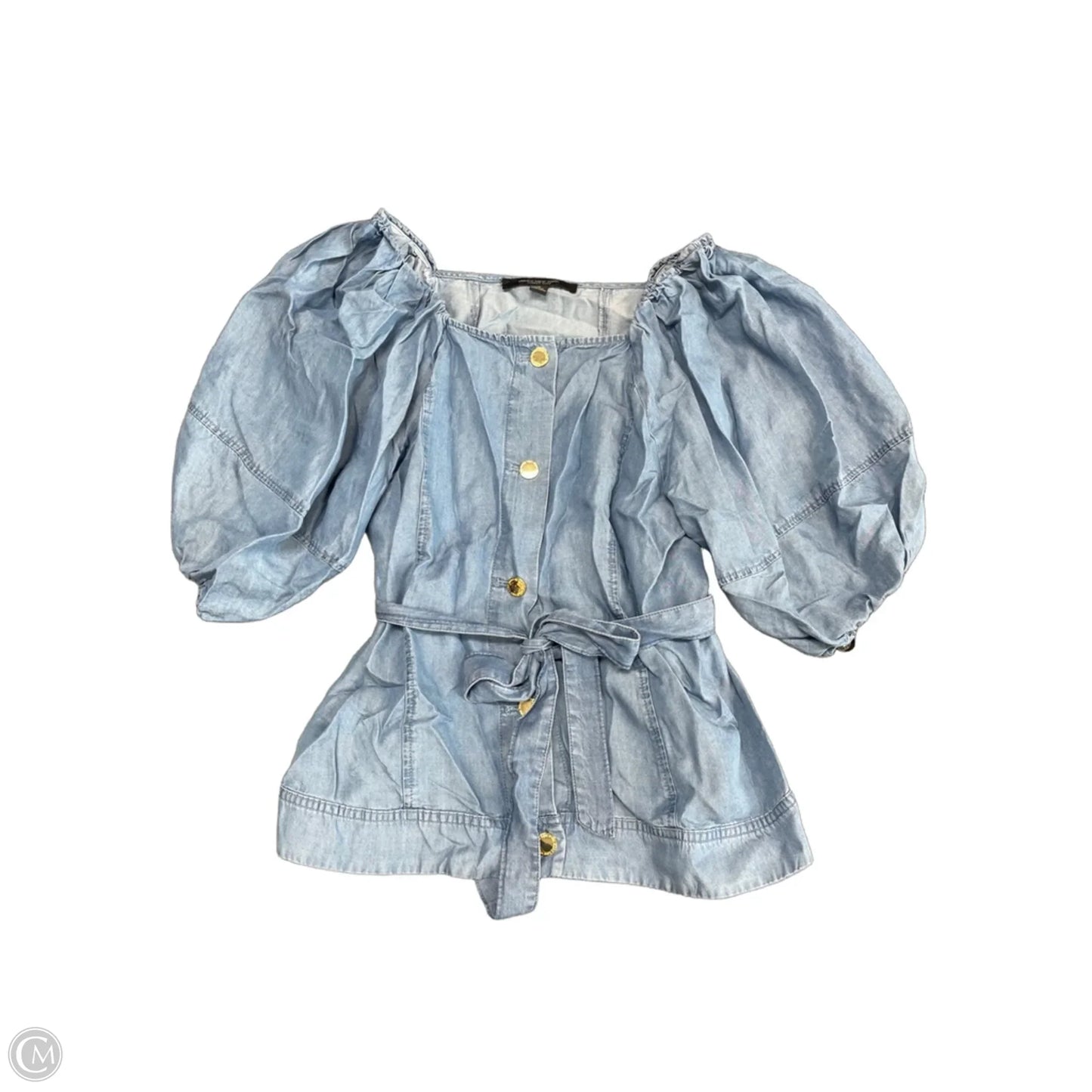 Blouse Short Sleeve By Marc New York In Blue Denim, Size: M