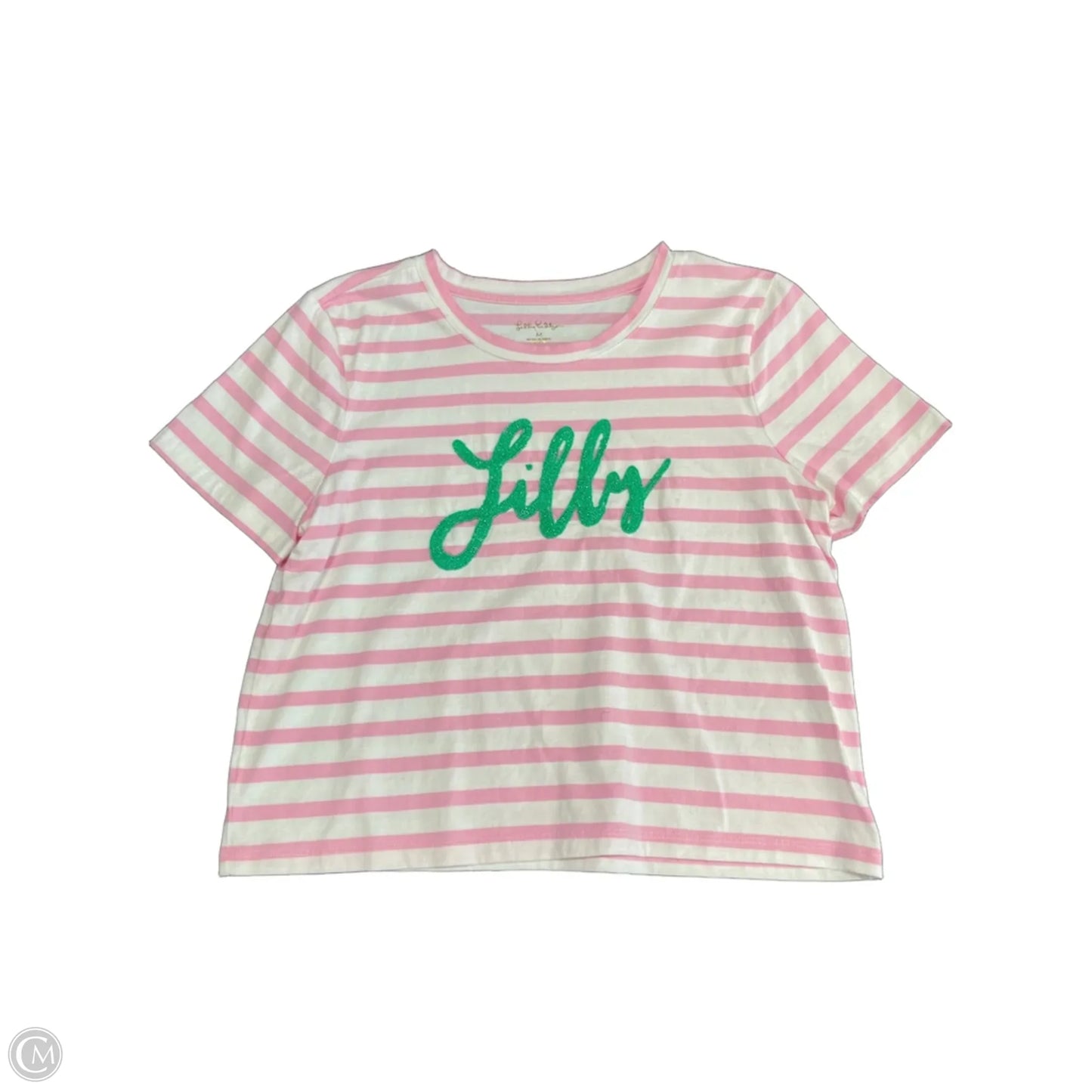 Top Short Sleeve Basic By Lilly Pulitzer In Pink & White, Size: M