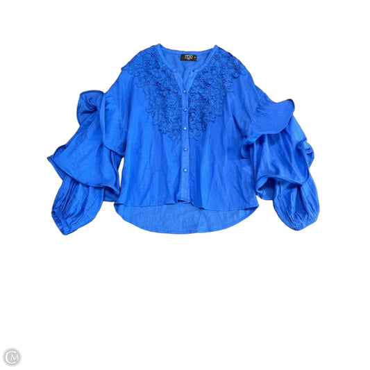 Blouse Long Sleeve By Clothes Mentor In Blue, Size: S