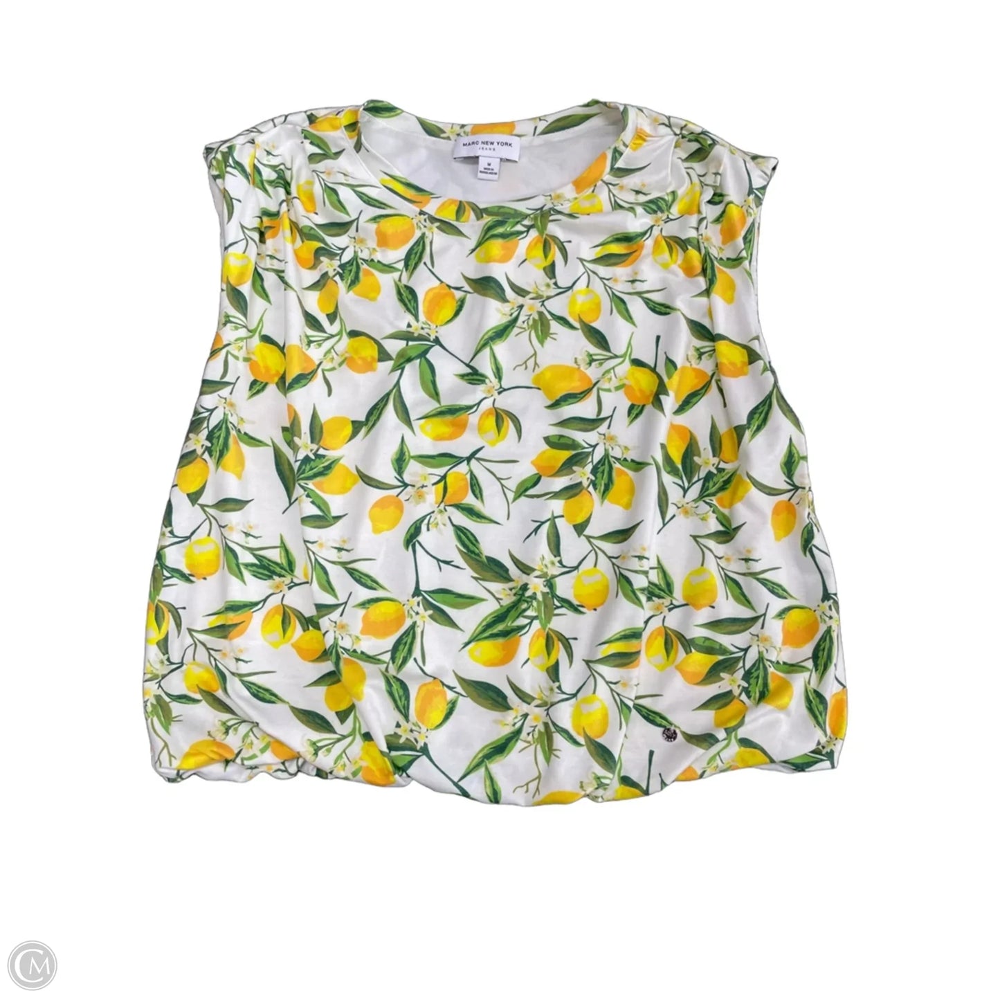 Top Sleeveless By Marc New York In White & Yellow, Size: M