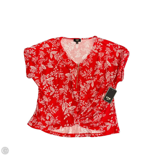 Top Short Sleeve By Auw In Red & White, Size: L
