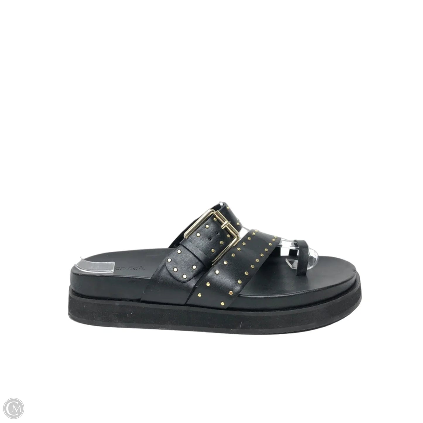 Sandals Heels Platform By Open Edit In Black & Gold, Size: 9