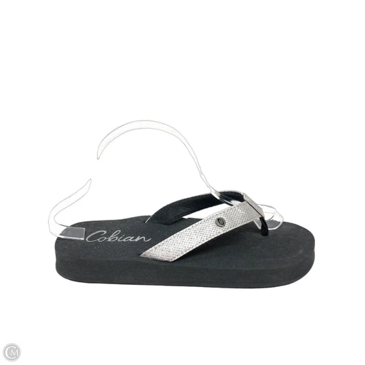 Sandals Flip Flops By Clothes Mentor In Silver, Size: 9