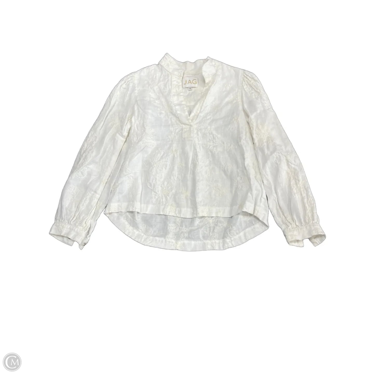 Blouse Long Sleeve By Jag In Cream, Size: S