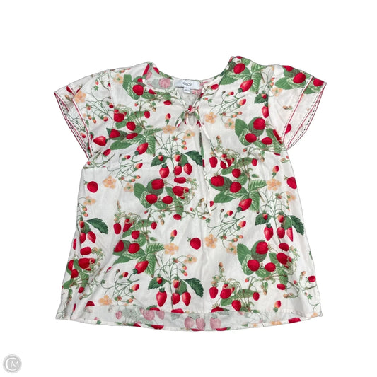 Top Short Sleeve By Cece In Red & White, Size: L