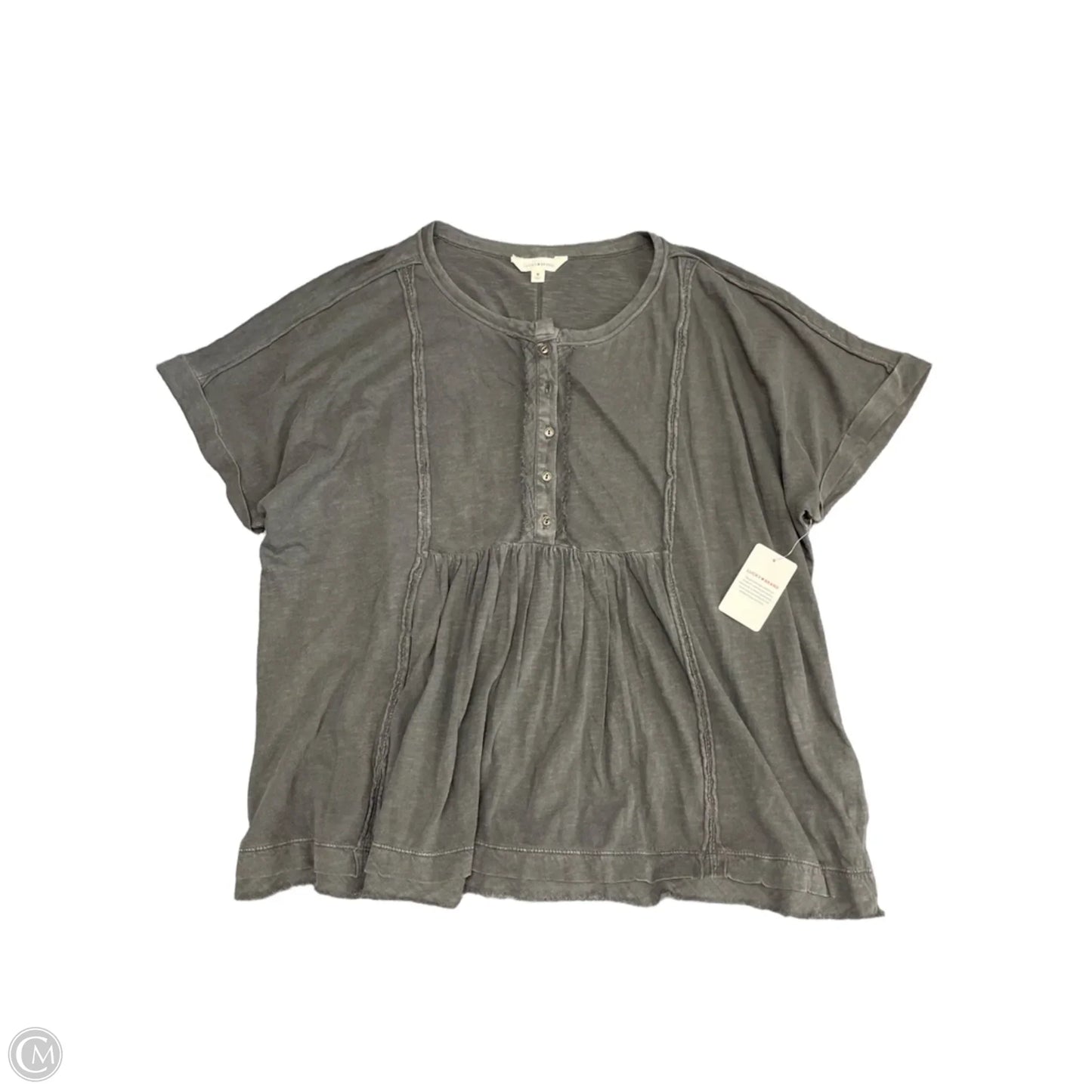 Top Short Sleeve By Lucky Brand In Grey, Size: M