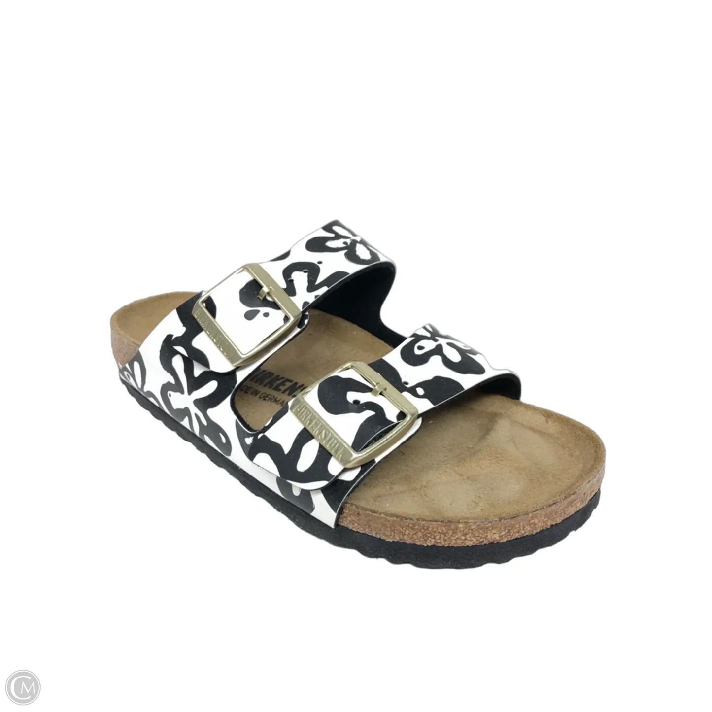 Sandals Flats By Birkenstock In Black & White, Size: 6